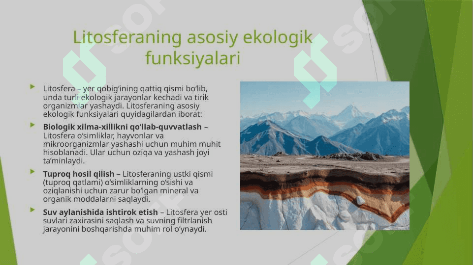Litosferaning ekologik funksiyasi 4