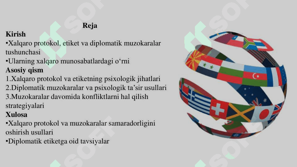 Xalqaro protokol, etiket va diplomatik muzokaralar psixologiyasi 2