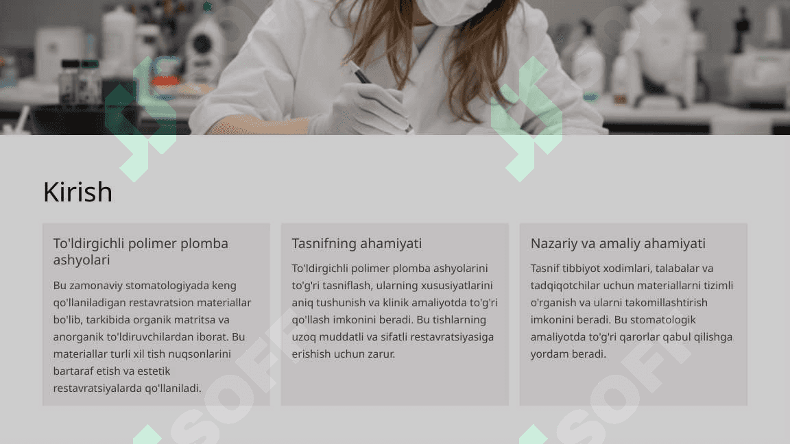 To‘ldirgichli polimer plomba ashyolarining tasnifi. 2