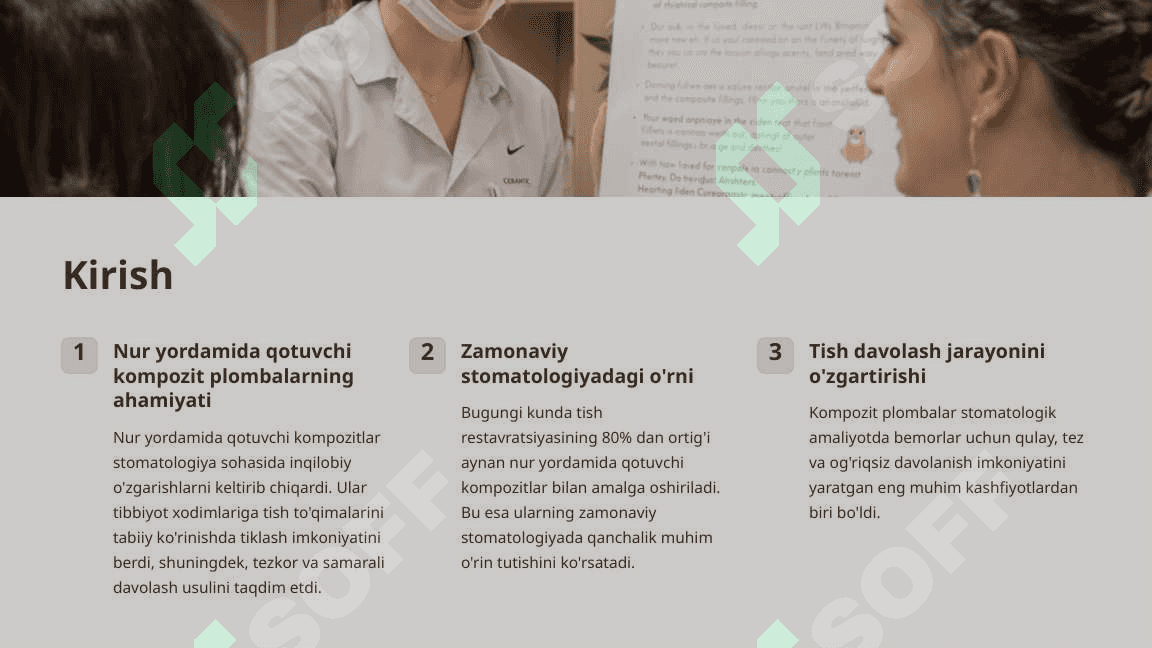Nur yordamida qotuvchi kompozit plombalar. 2