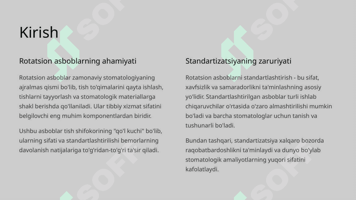 Rotatsion asboblarning standartizatsiyasi. 2