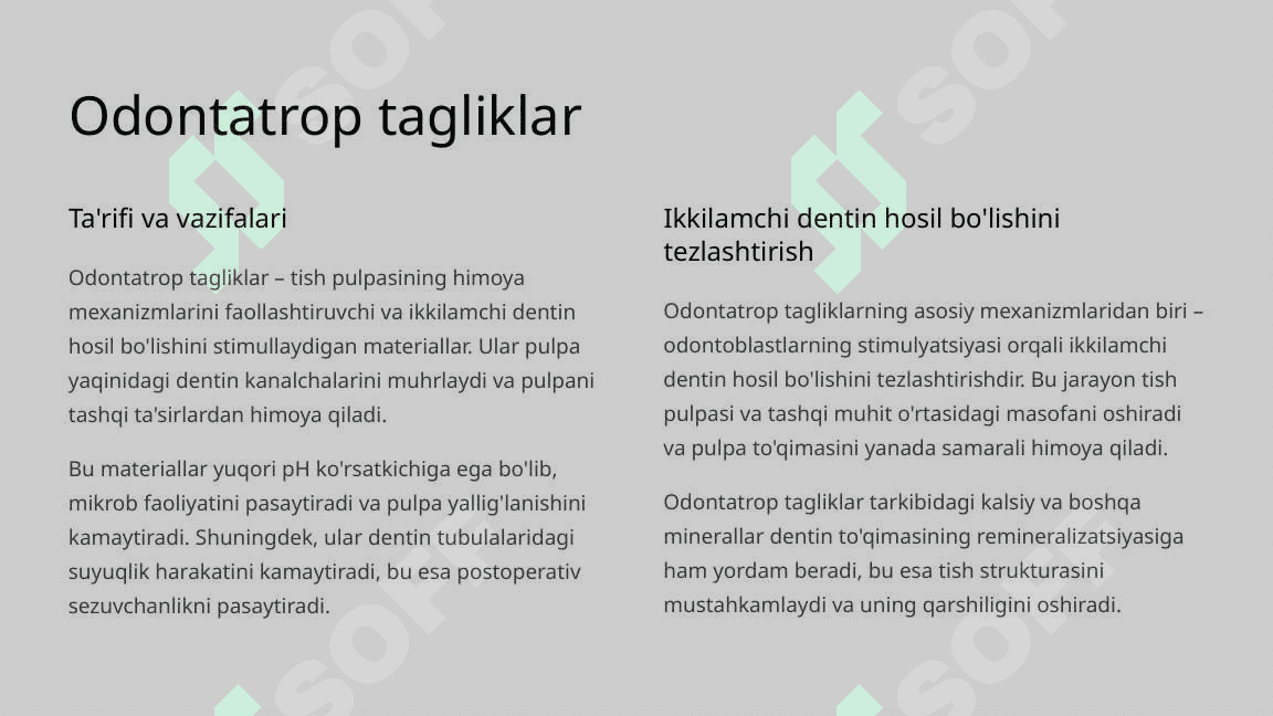 Davolovchi tagliklar. Turlari, xususiyatlari. 4