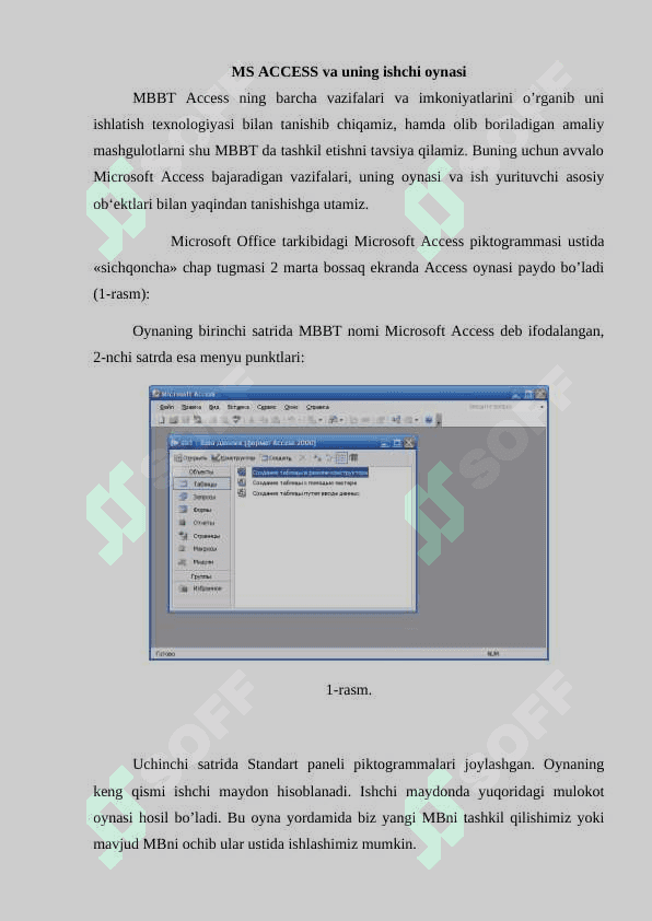 MS ACCESS dasturi haqida umumiy tushunchalar 2