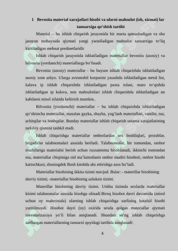 Bevosita xarajatlar hisobi 4