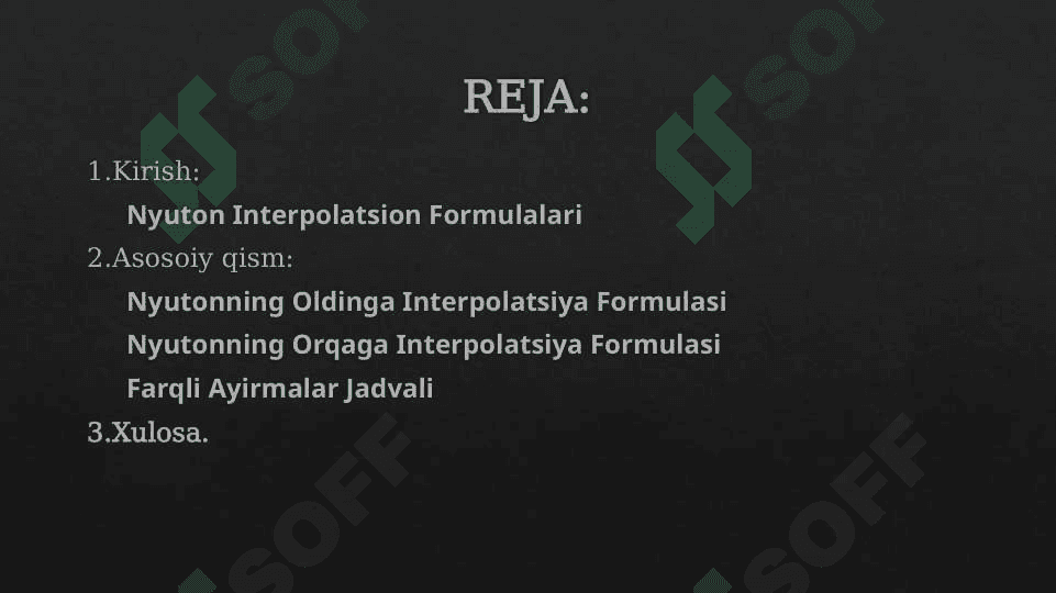 Nyuton Interpolatsion Formulalari 2