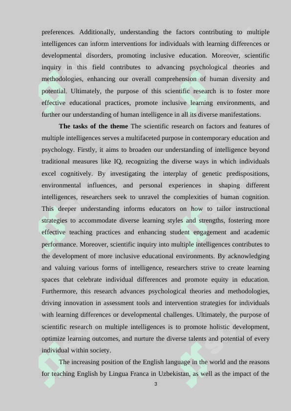 Factors and Feature of multiple intelligences 3