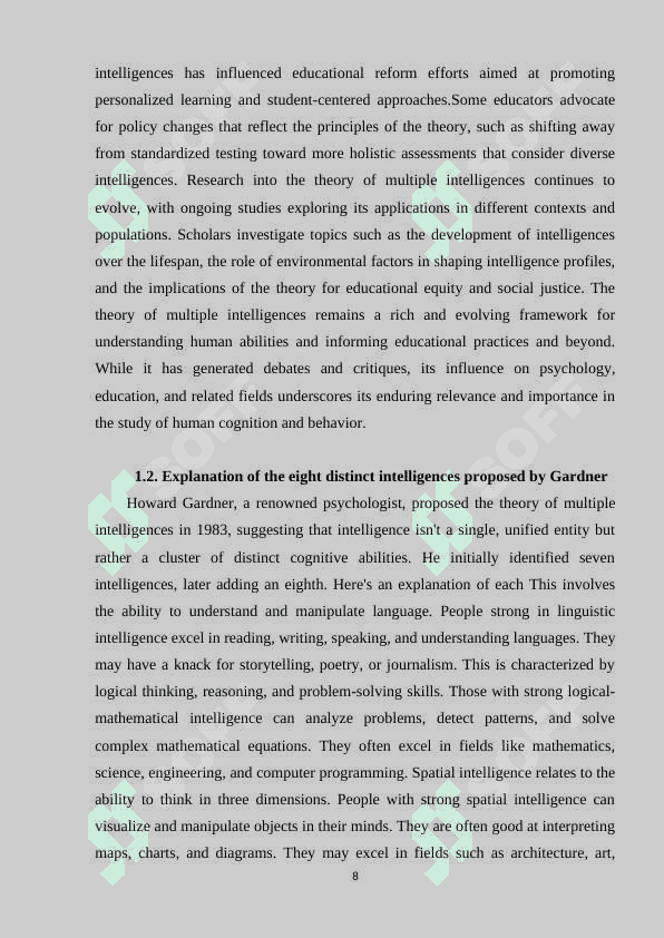 Factors and Feature of multiple intelligences 8