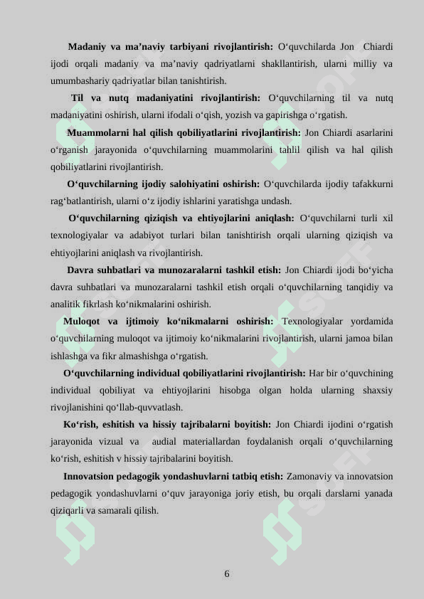 3-sinfda Jon Chiardi ijodini texnologiyalar asosida o’qitish metodikasi 6