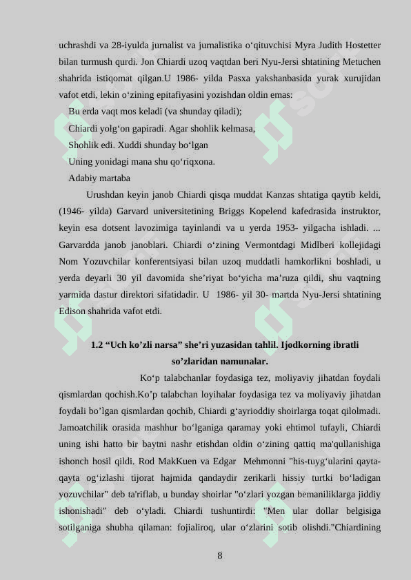 3-sinfda Jon Chiardi ijodini texnologiyalar asosida o’qitish metodikasi 8