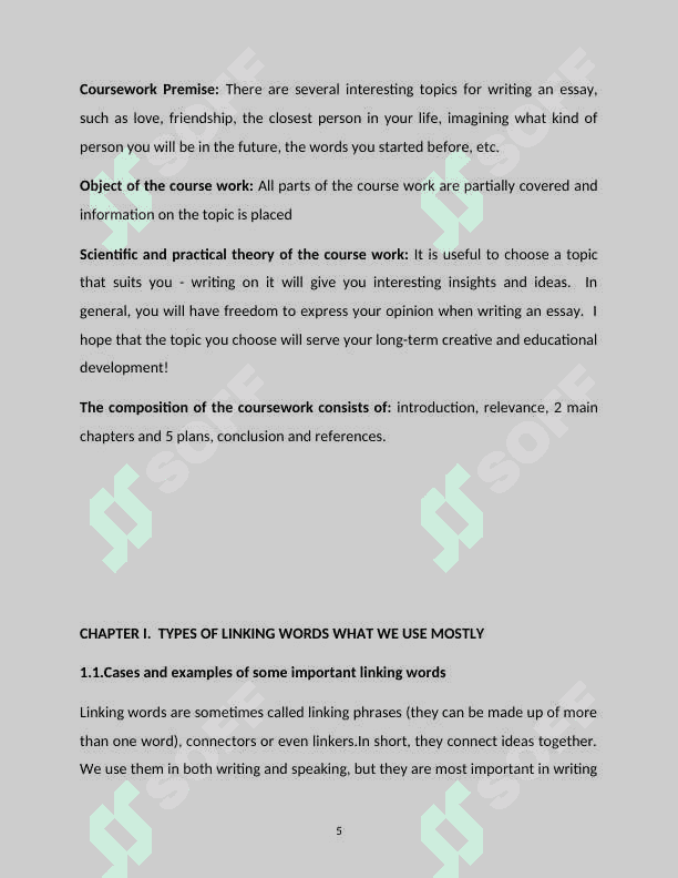 Linking words and essay language course work 5
