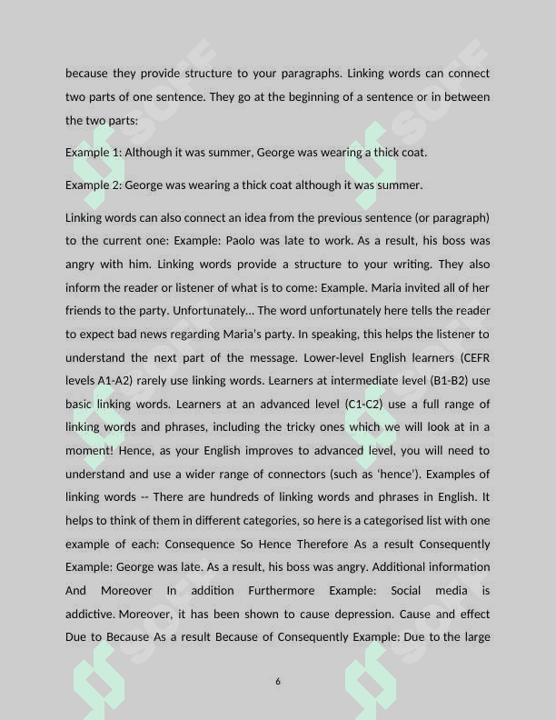 Linking words and essay language course work 6