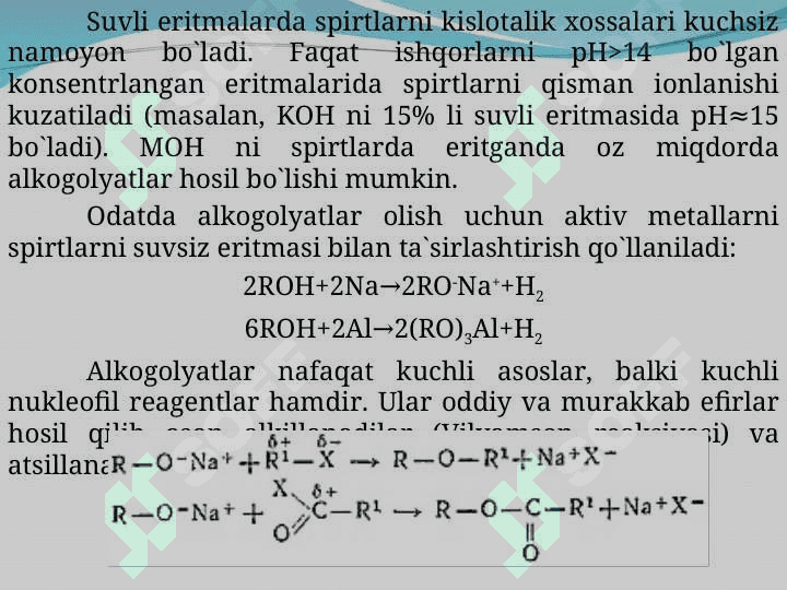 Uglevodorodlarning gidroksilli hosilalari. Spirtlar 8