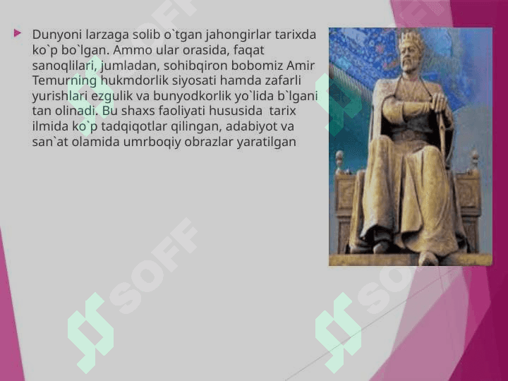"Amir  Temur" G`arbni larzaga solgan siymo 3