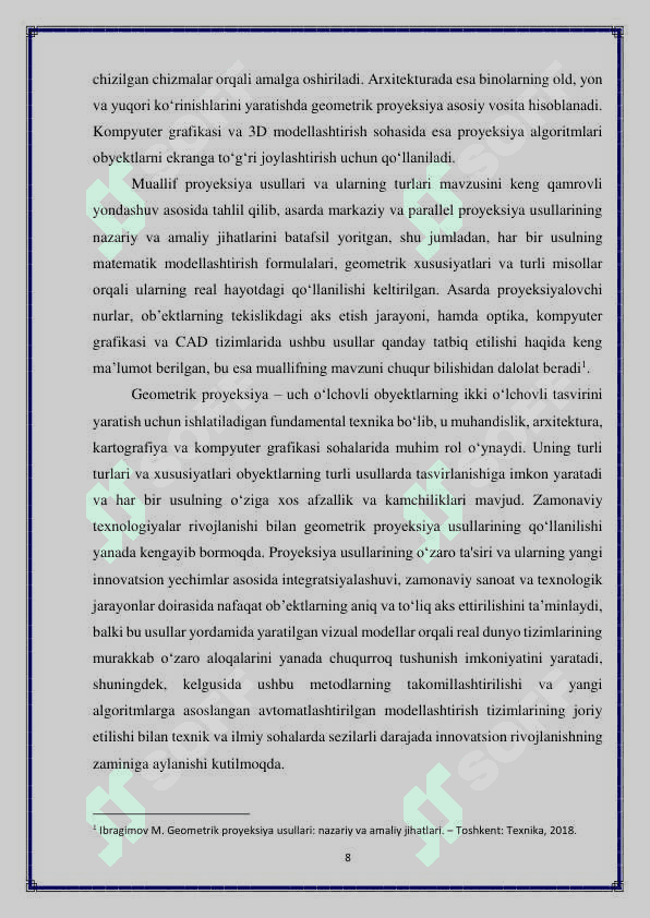 Tekis shakllarning proyeksiyalari 8