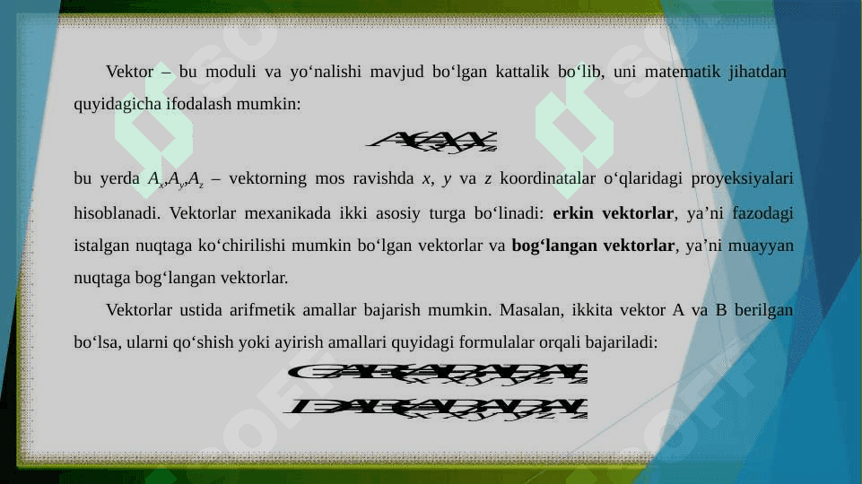 Mexanikada vektor hisob tadbiqlari 4