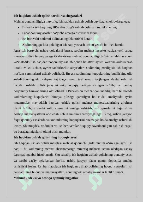 Ish haqidan ushlab qolish 25 4