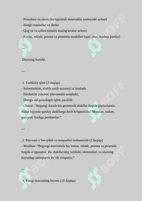 Konus, silindr, prizma va piramida ( Dars ishlanmasi ) 2