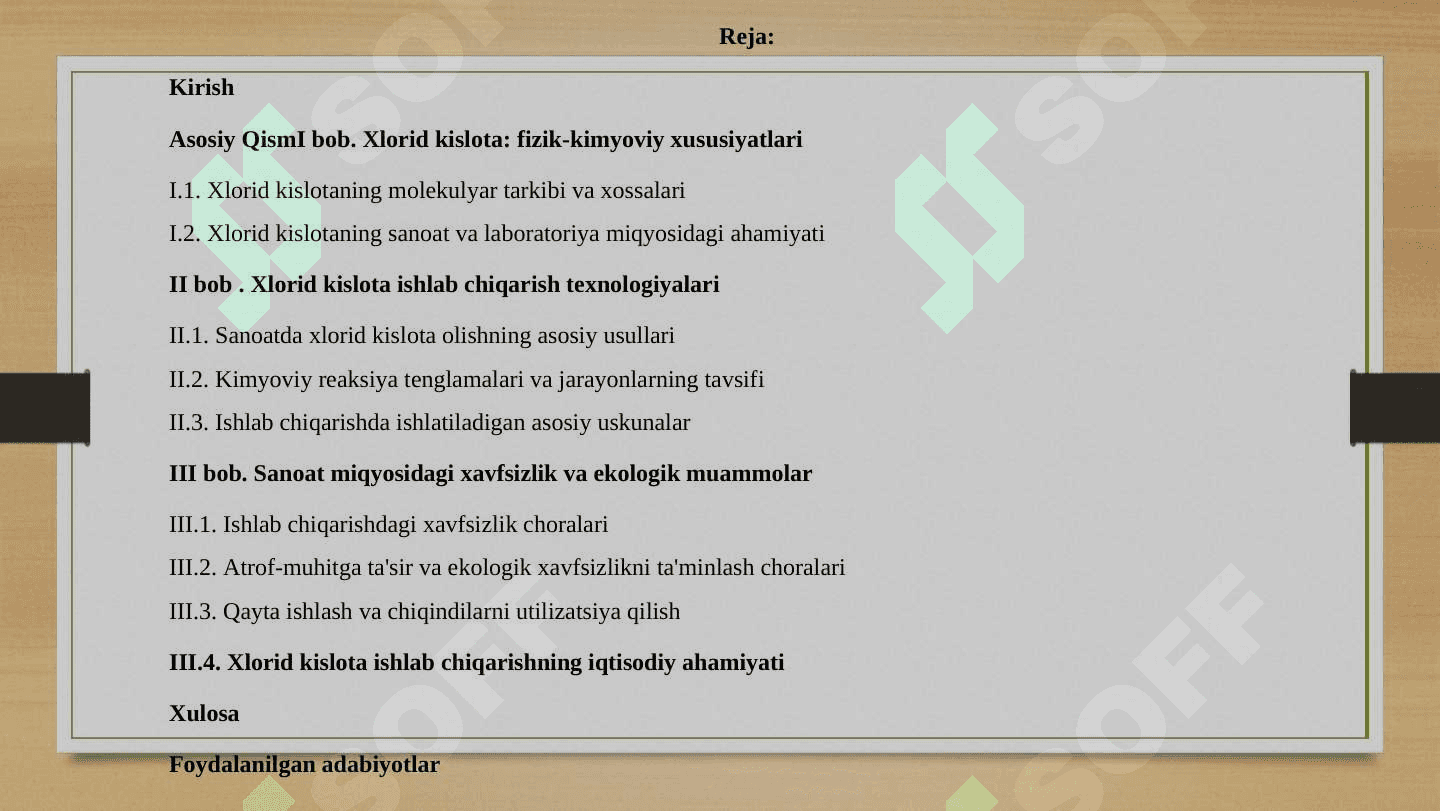 Xlorid kislota ishlab chiqarish sanoati 2