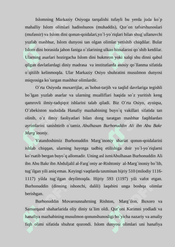 Markaziy osiyoda xanafiya mazhabi. 2