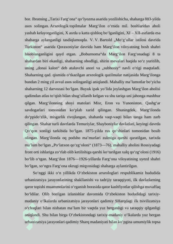 MARG’ILON SHAHRINING TARIXIY O‘LKASHUNOSLIGI 6