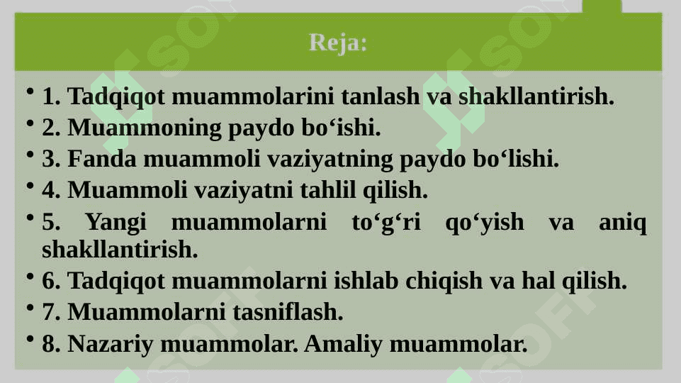 TADQIQOT MUAMMOSINI ANIQLASH 2