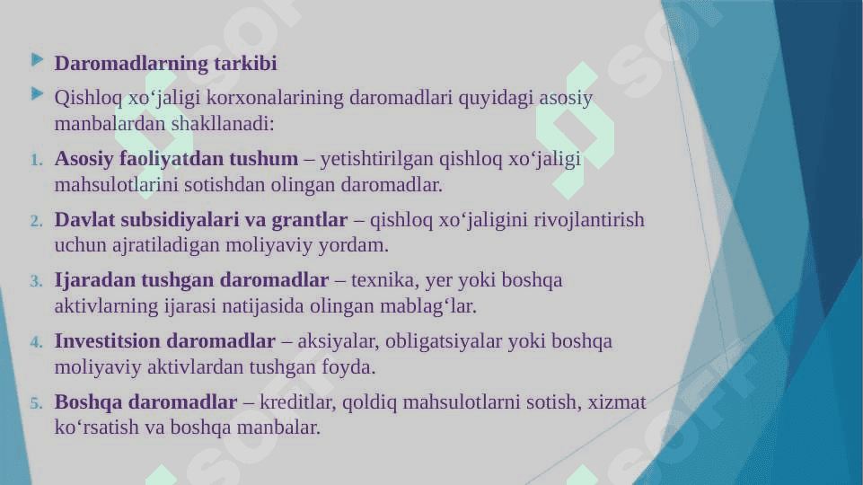 QISHLOQ XO'JALIGIDA DAROMADLAR VA ULARNING TO'G'RI TURKUMLANGANLIGINI TEKSHIRISH 3