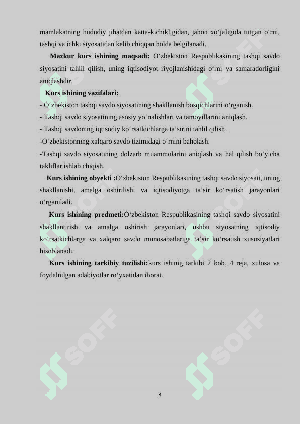 O‘zbekiston Respublikasining tashqi savdo siyosati. 4
