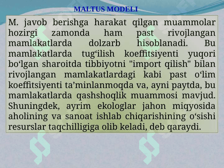 Maltus va Ferhulst-Perl modellari 5