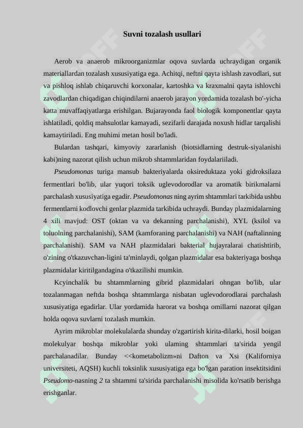 Suvni biologik tozalash 2