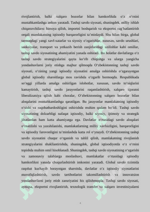 TASHQI SAVDO SIYOSATI KURS ISHI 4