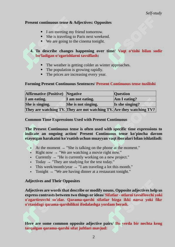 Present Continuous tense   Adjectives and Opposites 2