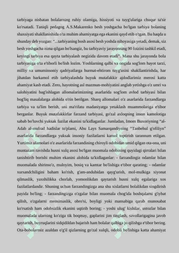 YOSH AVLOD TARBIYASIDA OILANING O’RNI HAQIDA MUTAFAKKIRLAR TA’LIMOTI 2