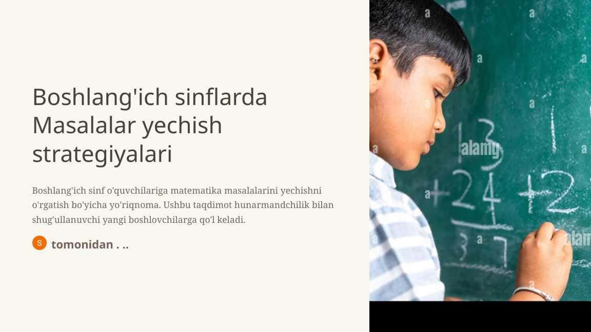 Boshlang'ich sinflarda Masalalar yechish strategiyalari
