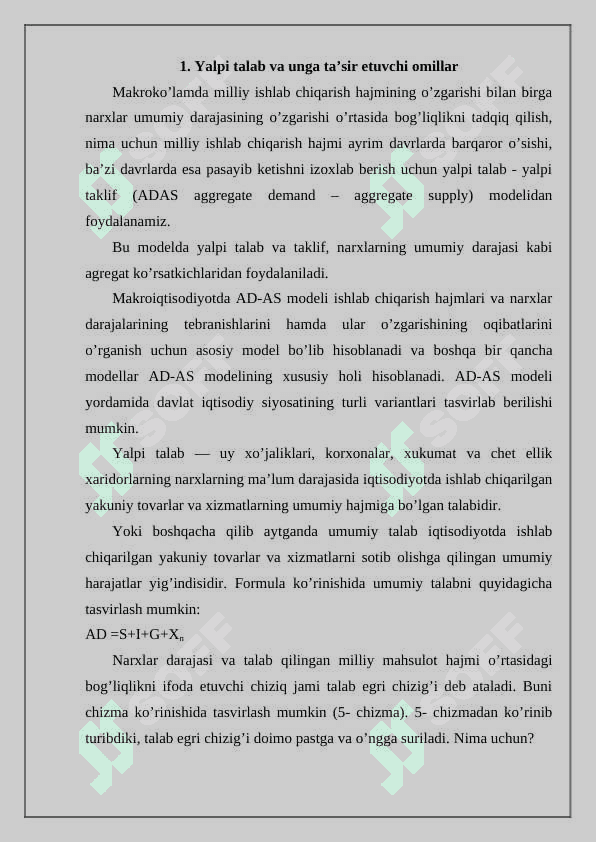 Yalpi talab va yalpi taklif 2
