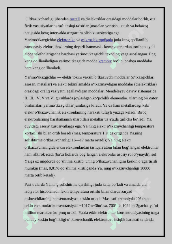 Yarimoʻtkazgich. 2
