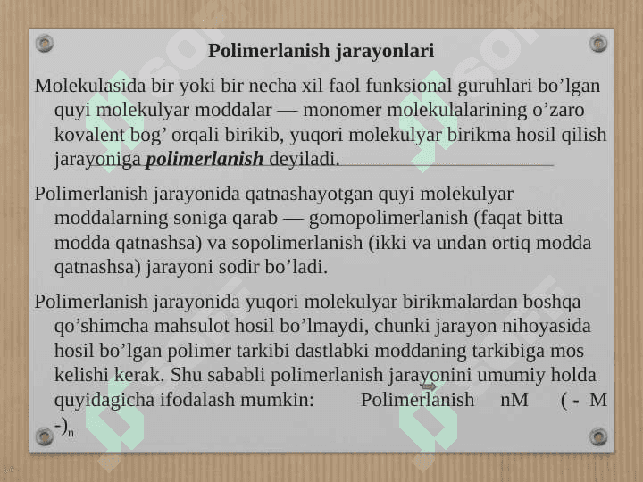Polimerlar sintezi - Полимэрлар синтэзи 5