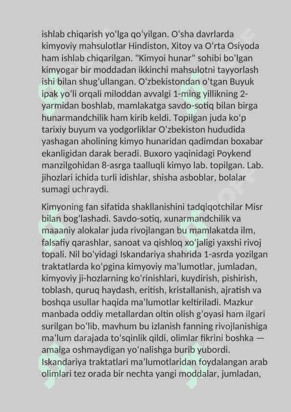 Òzbekistonda kimyo fanining rivojlanishi 2