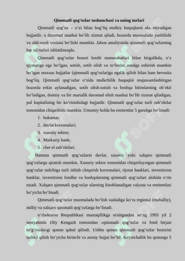 Tijorat banklarining qimmatli qog‘ozlar bilan operatsiyalari 2