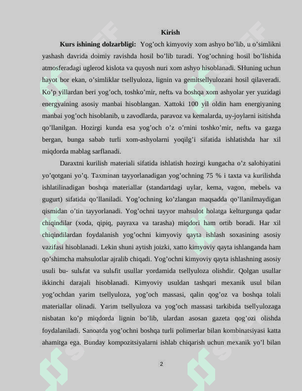 Yo'gochdan tayyorlanadigan buyumlar va mahsulotlarga xomashyo tanlash va tayyorlashda yog'och materiallarning xossalari va ishlatilishini o’rganish 2