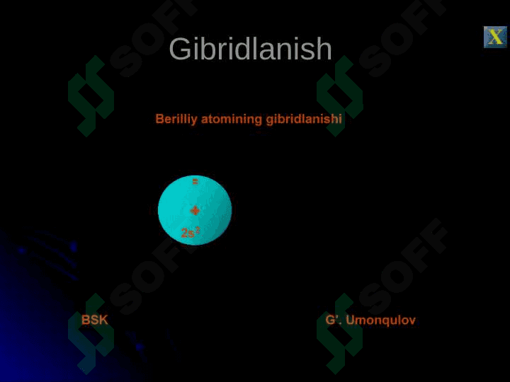 Atom orbitallarining gibridlanishi.Molekulyar orbitallar metodi. 7
