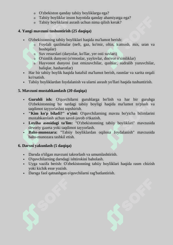 Dars ishlanmasi namunasi 2