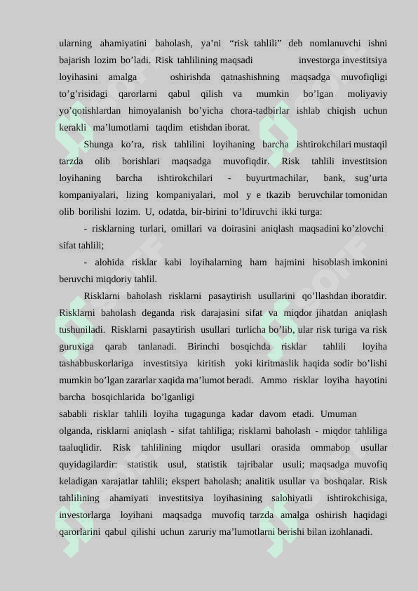 INVESTISIYA RISKLARINI BOSHQARISH SAMARADORLIGINI OSHIRISH 6