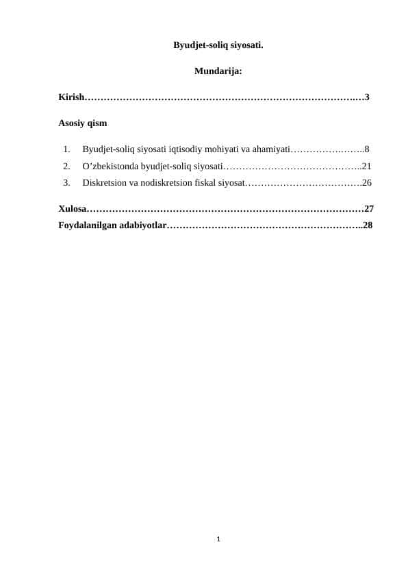 Byudjet-soliq siyosati.
