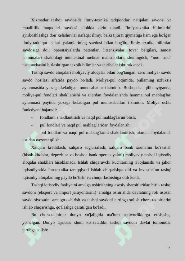 O’ZBEKISTON RESPUBLIKASINING TASHQI SAVDO SIYOSATI 7