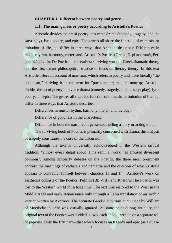 POETICS AND GENRE. 5