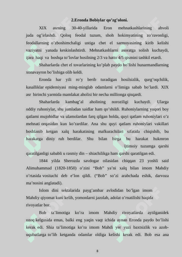 XIX asrda Eronning xalqaro ahvoli. 8