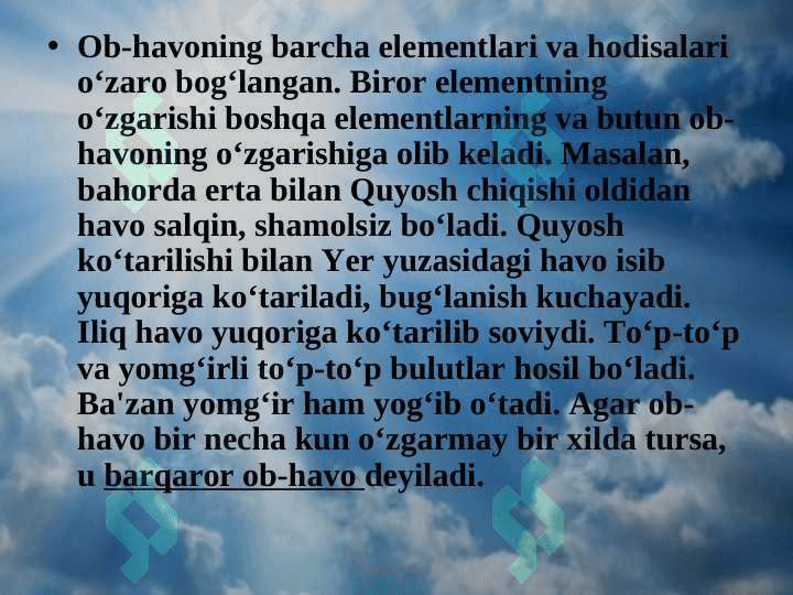 Ob – havo va  iqlim 8
