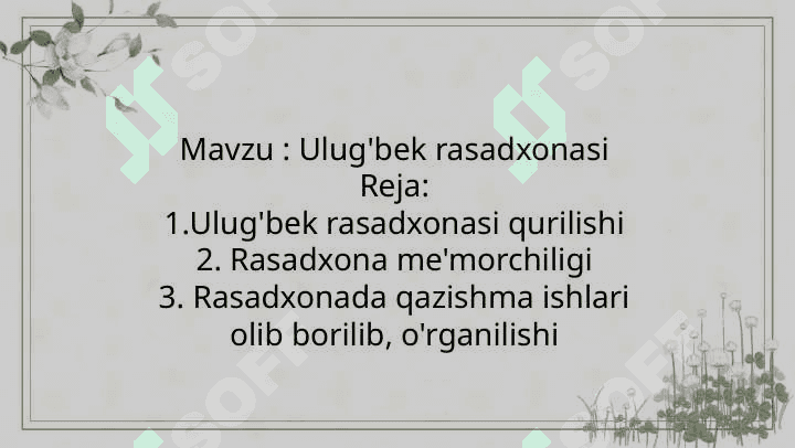 Ulug'bek rasadxonasi 2