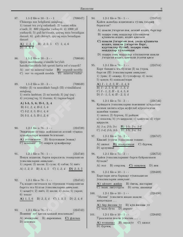 BIOLOGIYA 3331 TEST 6