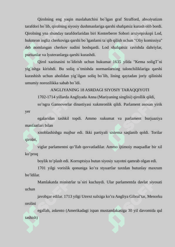 Angliya XVIII asrda. Sanoat inqilobining boshlanishi 5